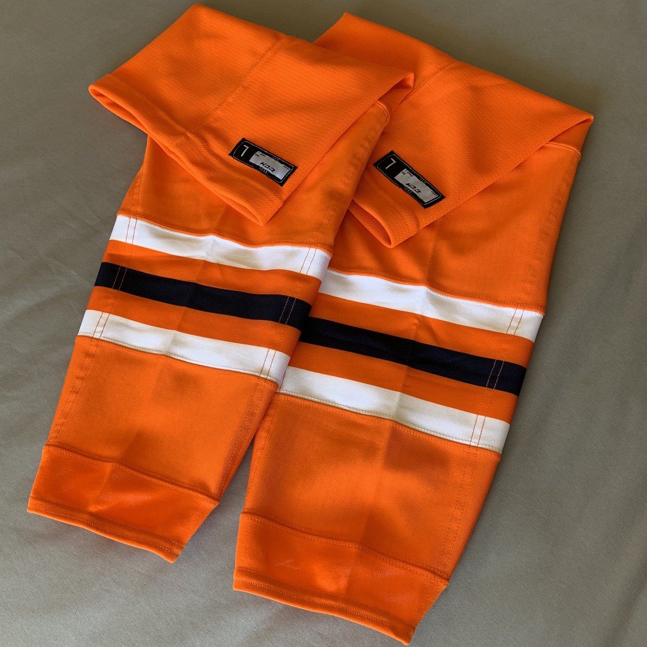 New Made In Canada CCM Edge 4.0 Pro Stock Socks Edmonton Oilers Home