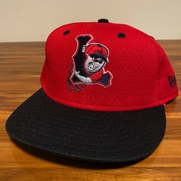 Lowell Spinners Hat Baseball Cap Fitted 7 1/2 New Era Vintage Red Mesh