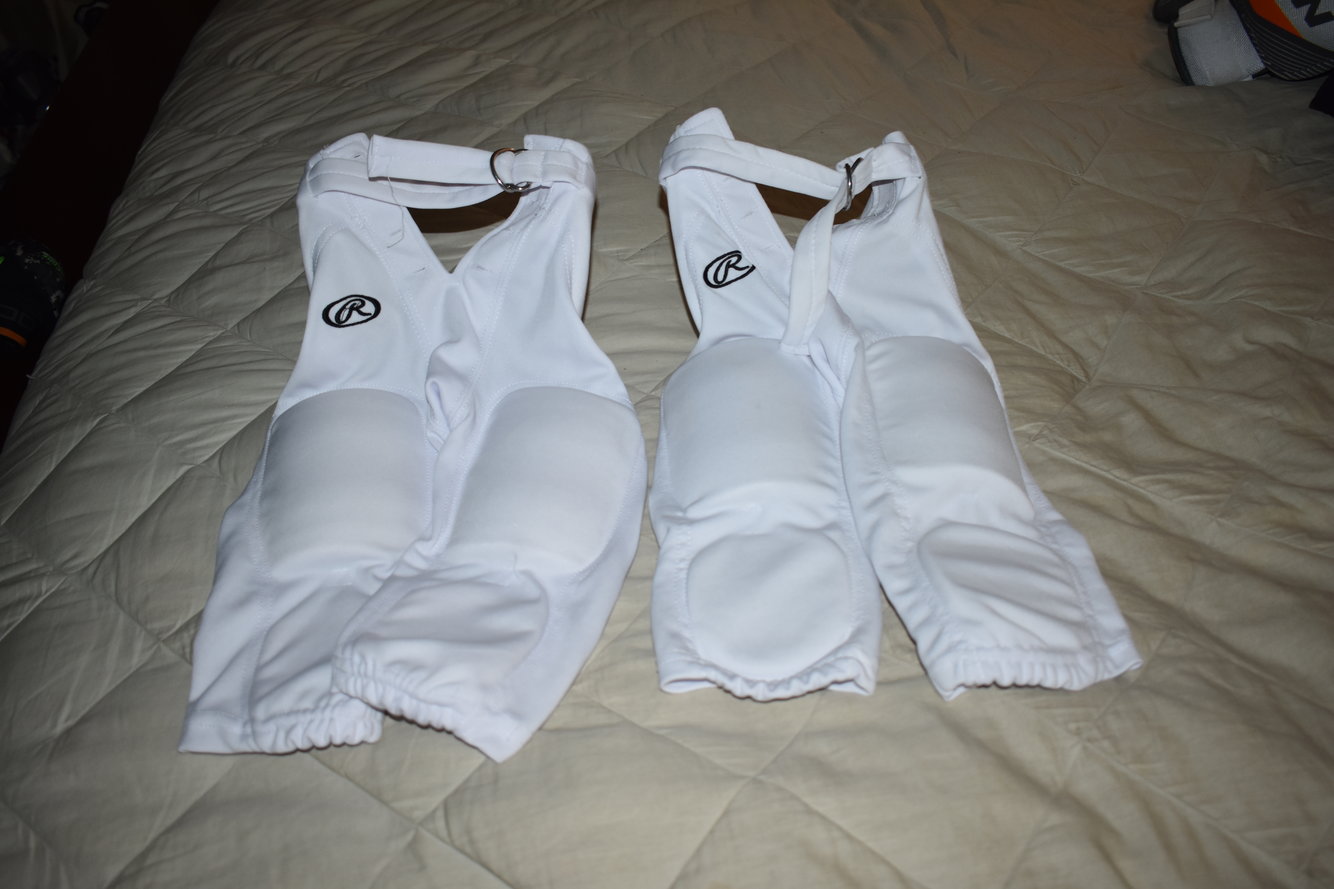 Rawlings Integrated Football Pants, White, Youth Small, 2 Pairs