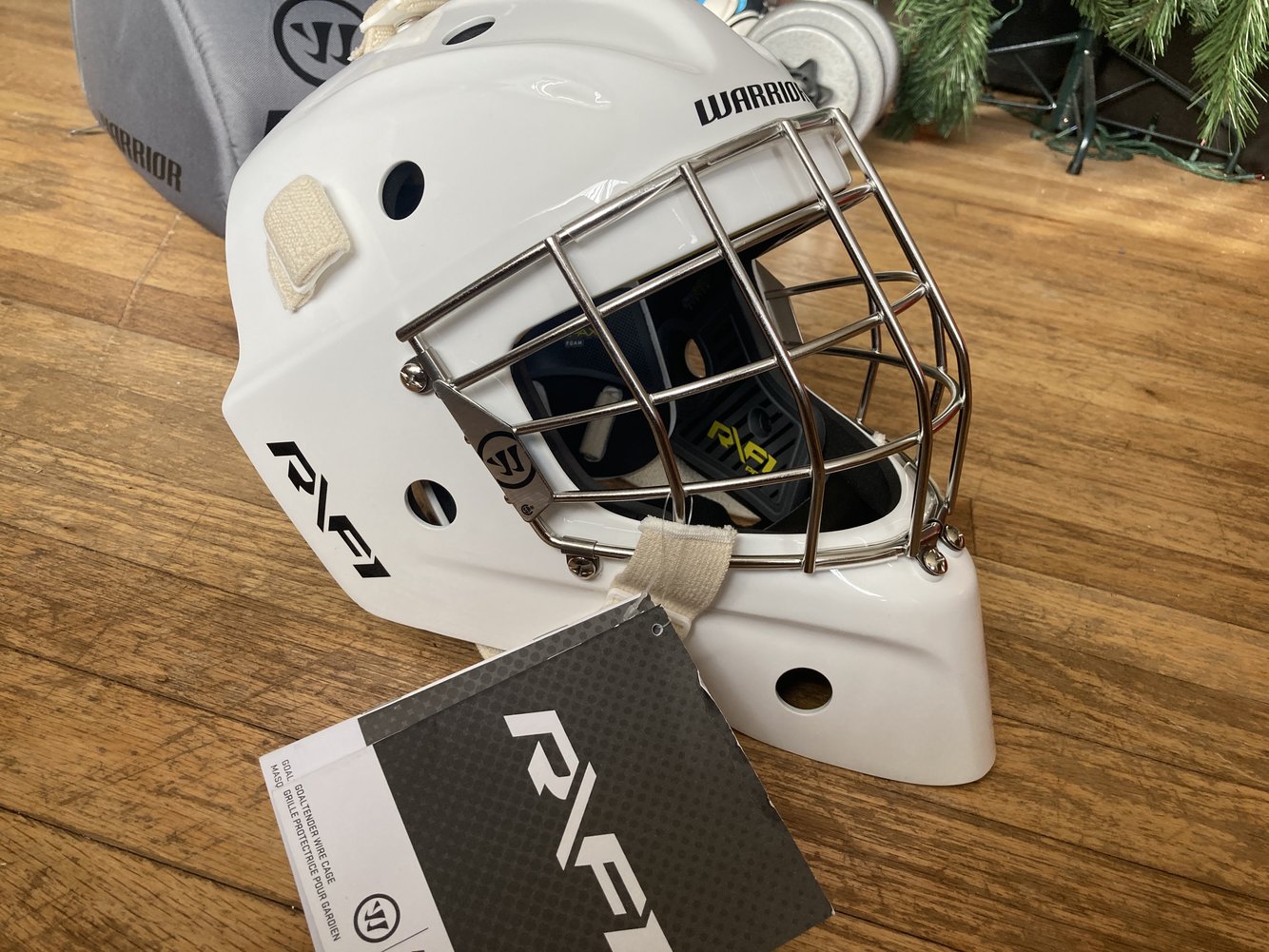 White Senior New Warrior RF1 Pro Goalie Mask Pro Stock SidelineSwap