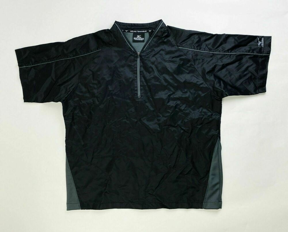 Mizuno Protect Batting Jacket Short Sleeve 1/4 Zip Black Gray Men's M 350411 SidelineSwap