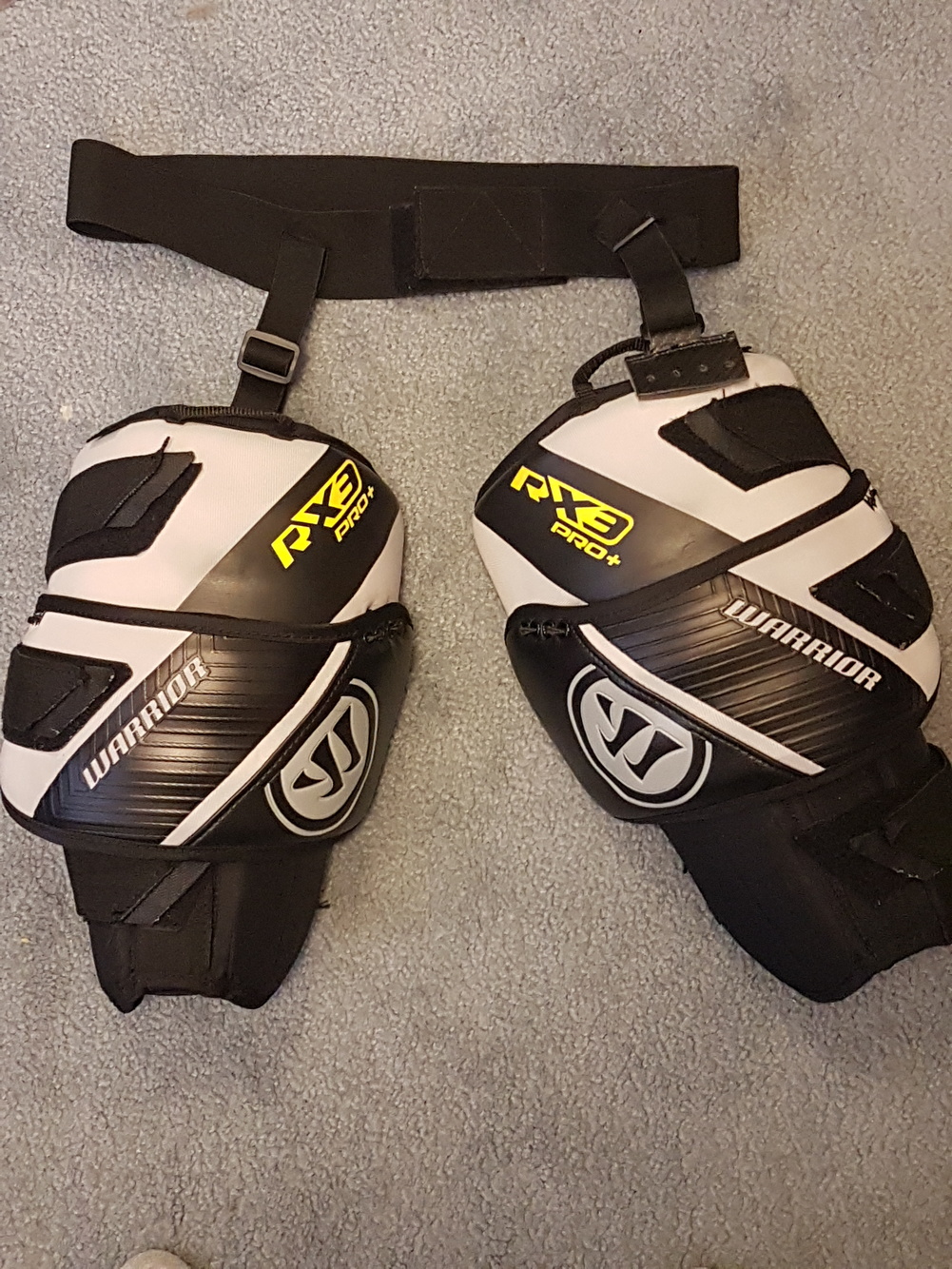 Warrior Rx3 Pro + senior goalie knee guards with custom made garter