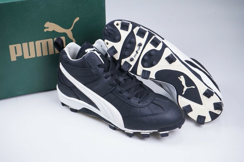PUMA DIAMOND STUD MID BASEBALL SOFTBALL CLEATS SHOES BLK/WHT 12.5