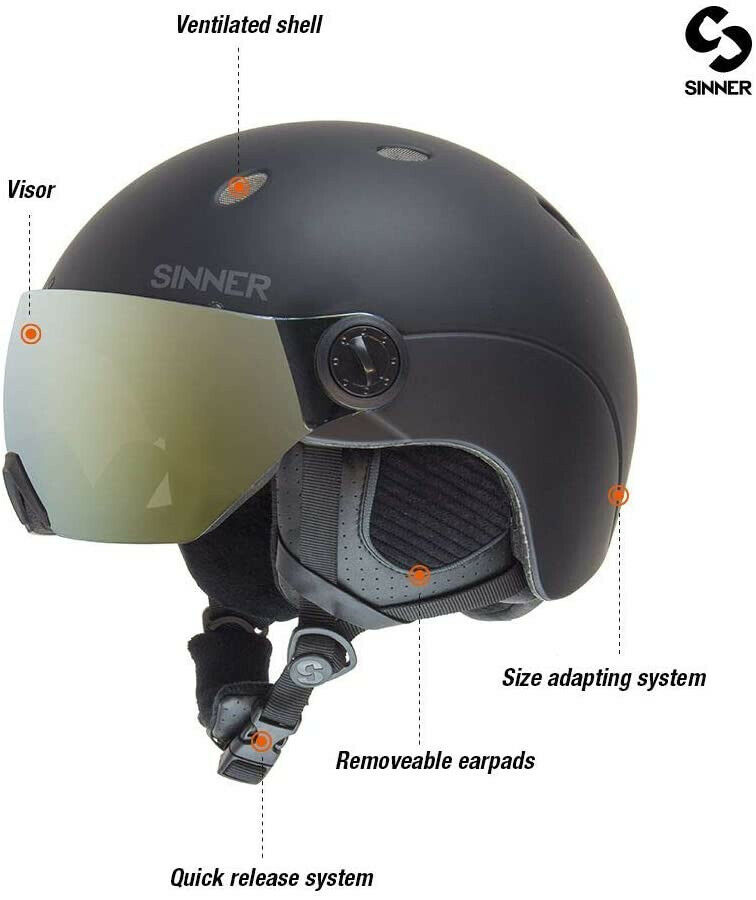 SINNER Titan Ski / Snowboard Unisex Vented Helmet with Visor Goggles