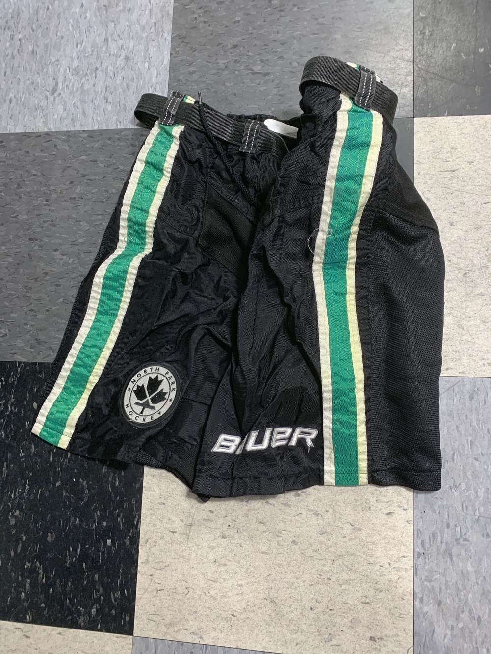 Bauer JUNIOR XL hockey pant shell covers green white stripe SidelineSwap