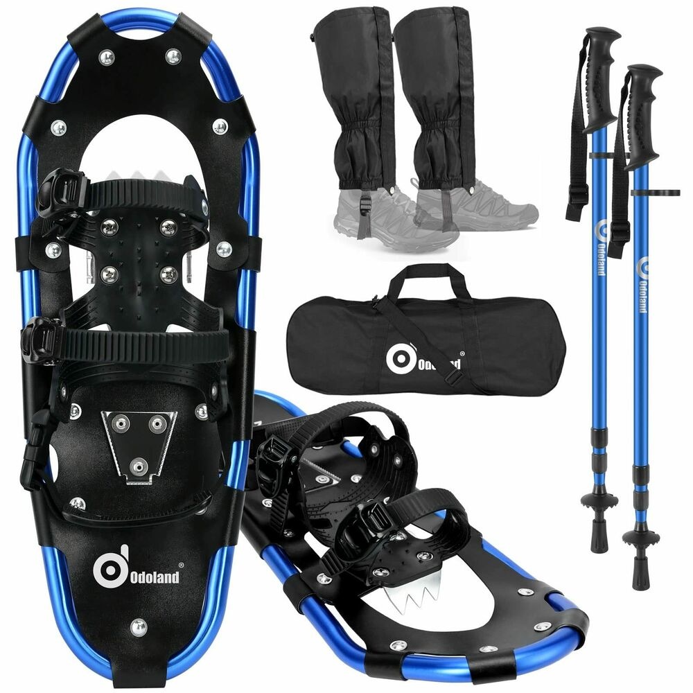 Odoland 4-in-1 Snowshoes for Men Women Youth Kids with Trekking