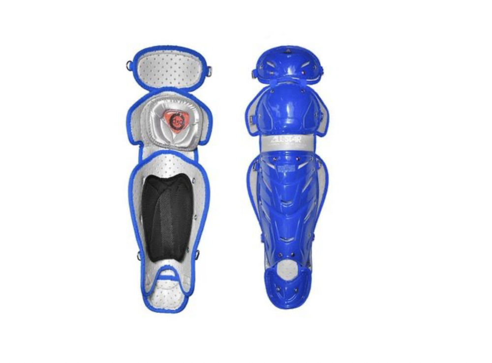 New All Star Pro Fastpitch Catcher Leg Guards size 14.5" Blue Softball