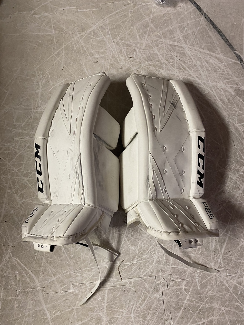White Intermediate 26" CCM Premier P2.5 Goalie Leg Pads SidelineSwap