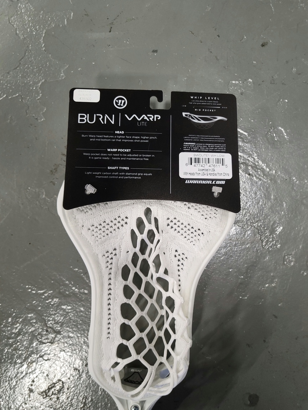 New Warrior Burn Warp Lite Defense Complete Lacrosse Stick whip level