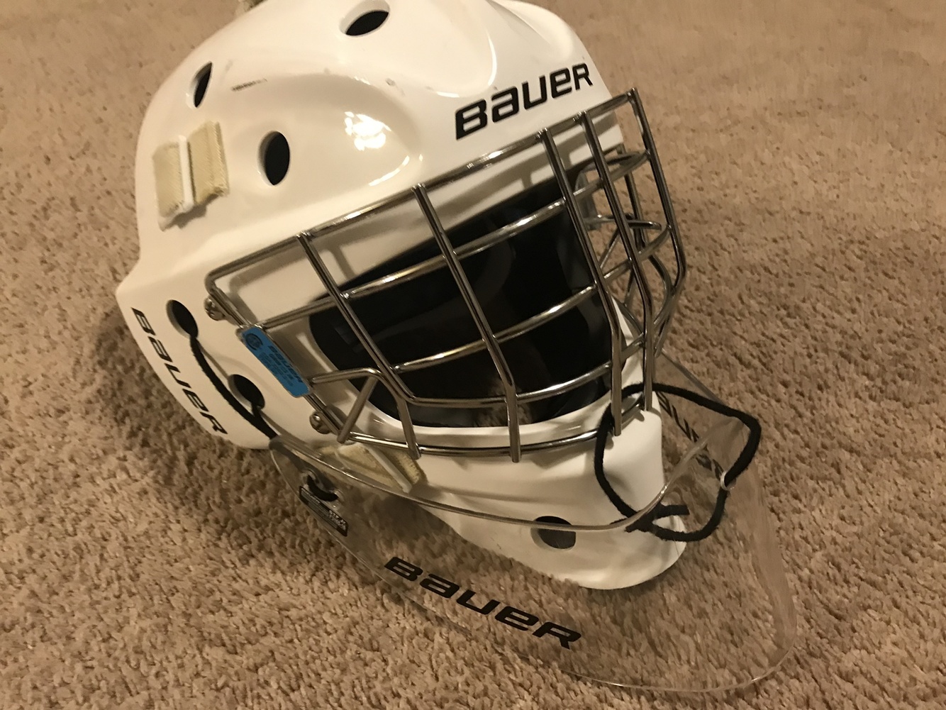 Like New Youth Hockey Goalie Mask Bauer with Neck Guard Dangler