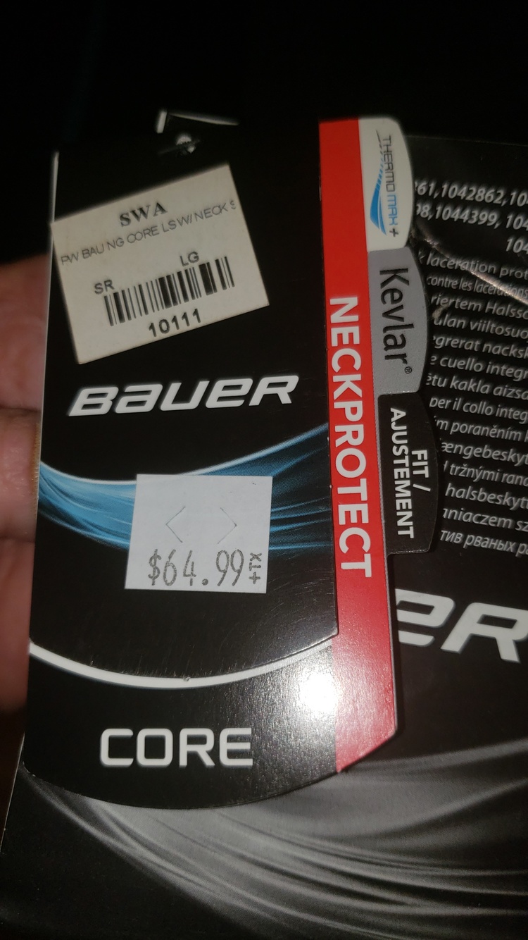 New Bauer Base layer Hockey Shirt w/integrated Kevlar neck guard
