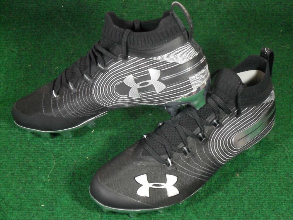 New Mens Under Armour UA Spotlight MC Football Cleats Black Silver