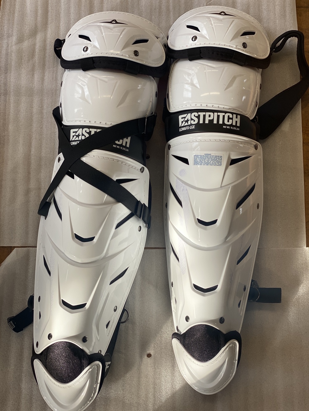 Brand New Adult All Star AFx Large White/Blk Catcher's Leg Guards
