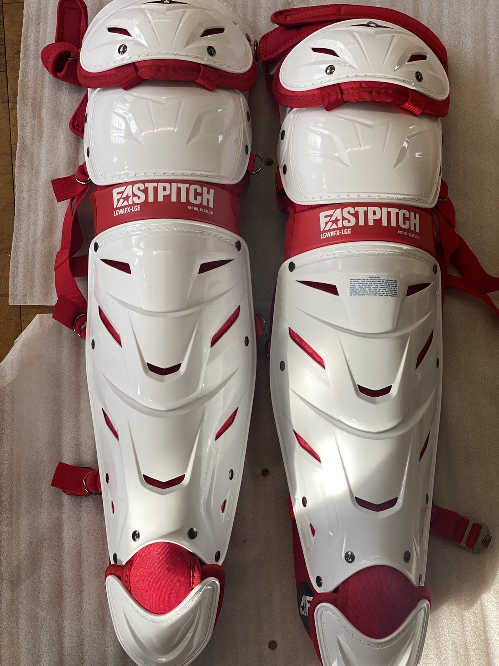 Brand New Adult All Star White/Red AFx Catcher's Leg Guards SidelineSwap