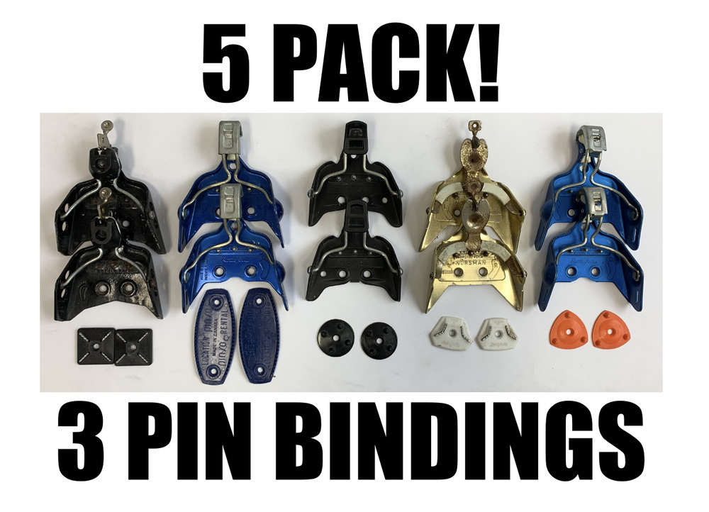 5 PAIRS Set of Metal 3Pin Cross Country Ski bindings xcountry nordic