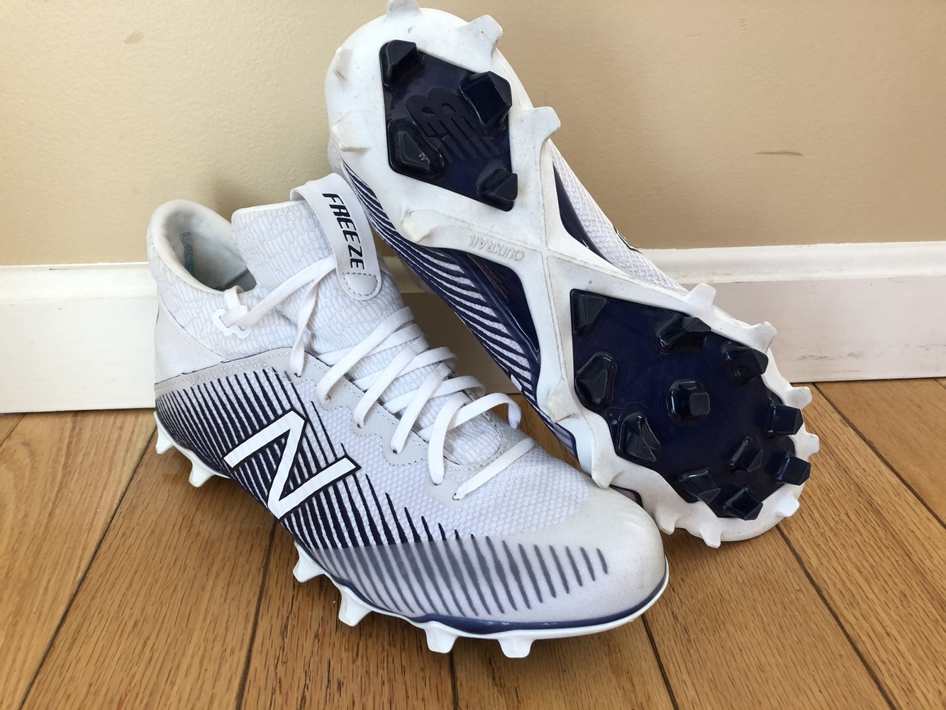 Like new New Balance Freeze II Lacrosse Cleats White/Blue SidelineSwap