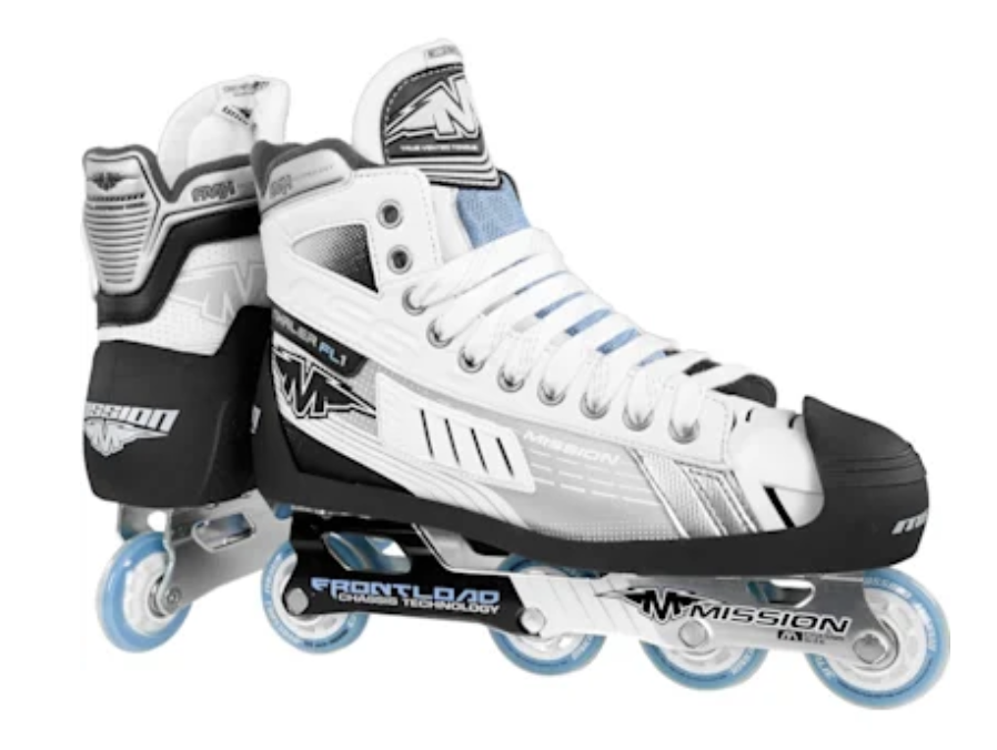 New Mission Inhaler FL1 Size 10 Roller Hockey Goalie Skates Senior SidelineSwap
