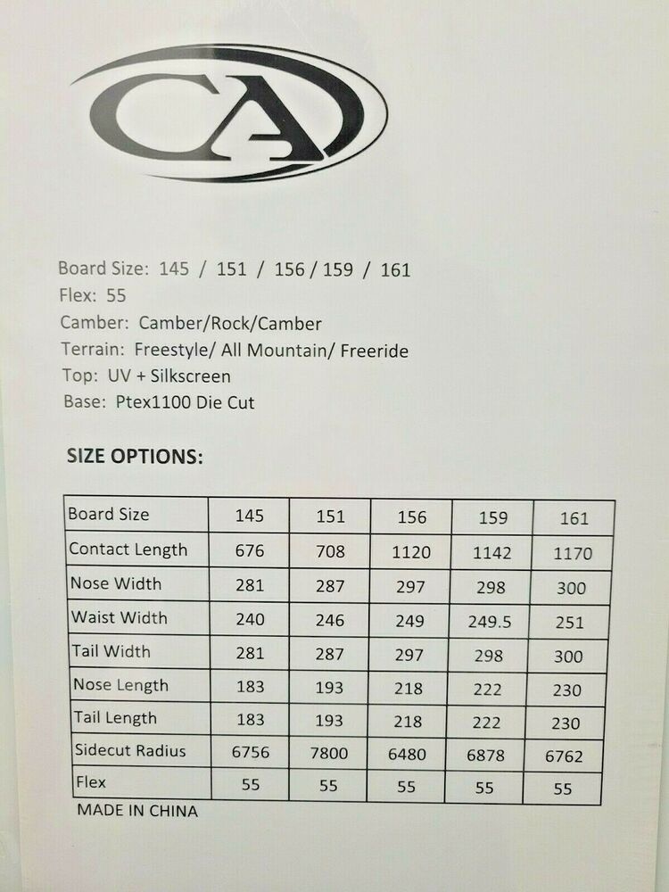 NEW CA '22 Model Hybrid Camber 160 cm Freestyle All Mountain Twin Tip