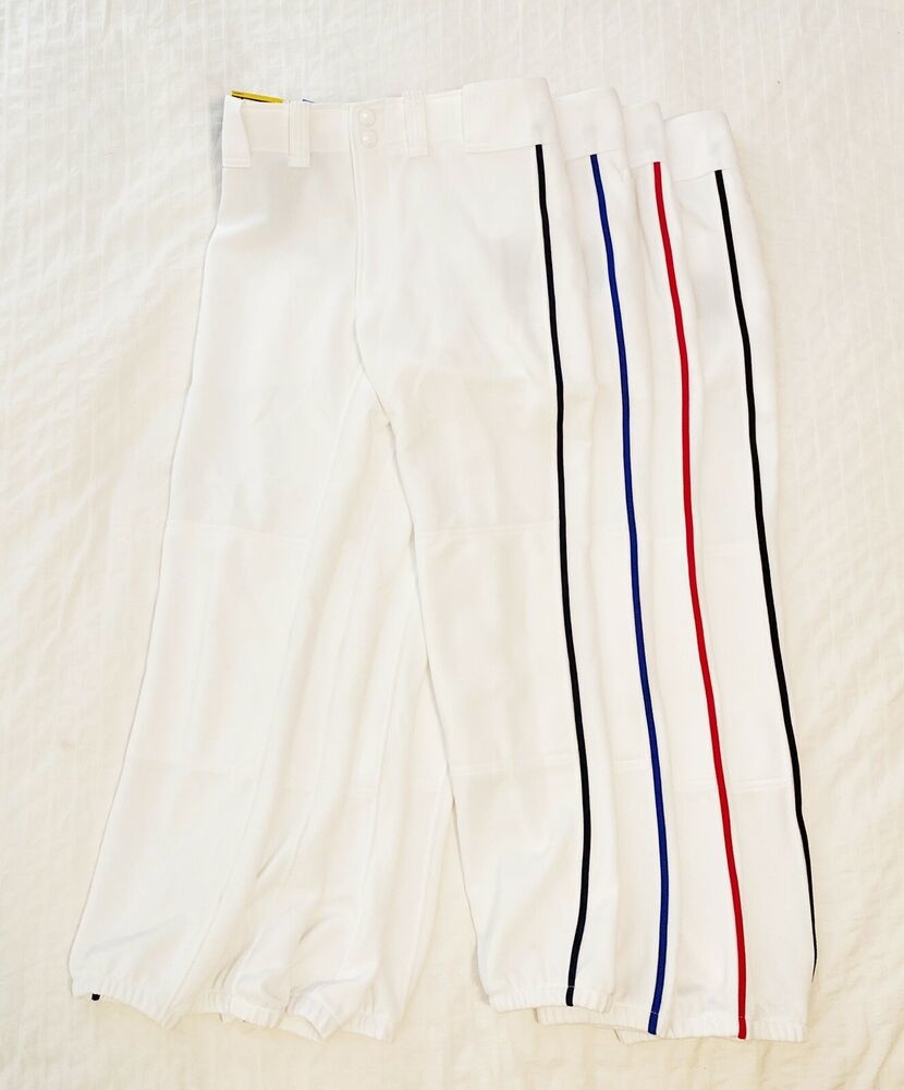 Mizuno Youth Premier White Baseball Pant Red Royal Navy & Black Piping 350149 SidelineSwap