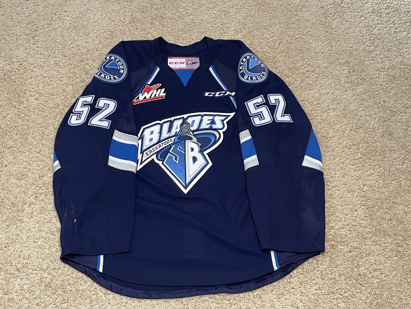 Authentic CCM 201516 Anthony Saskatoon Blades Game Worn Jersey