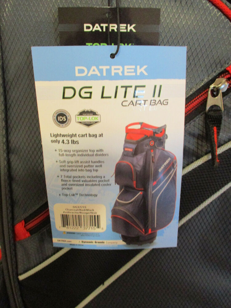 New Datrek DG Lite II Golf Cart Bag Black / Charcoal / Red SidelineSwap