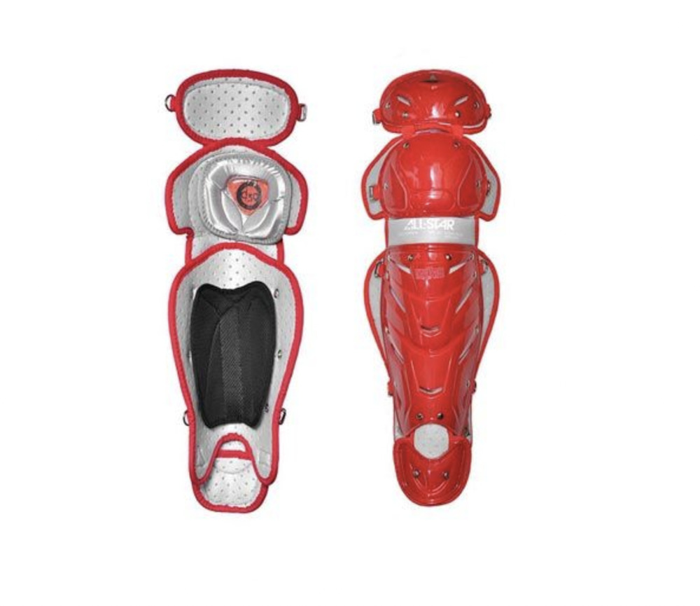 New All Star Pro Fastpitch Catcher Leg Guards size 14.5" Red Softball