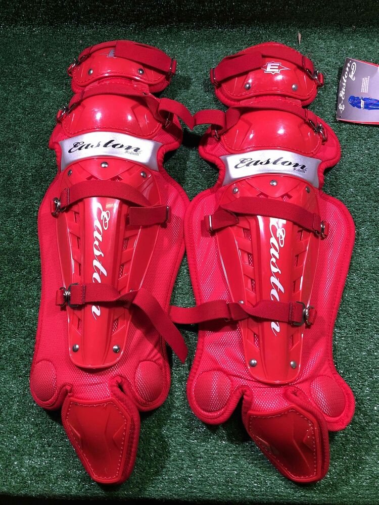 Red Easton Fastpitch Mystique 16" Catcher's Shin Guards SidelineSwap