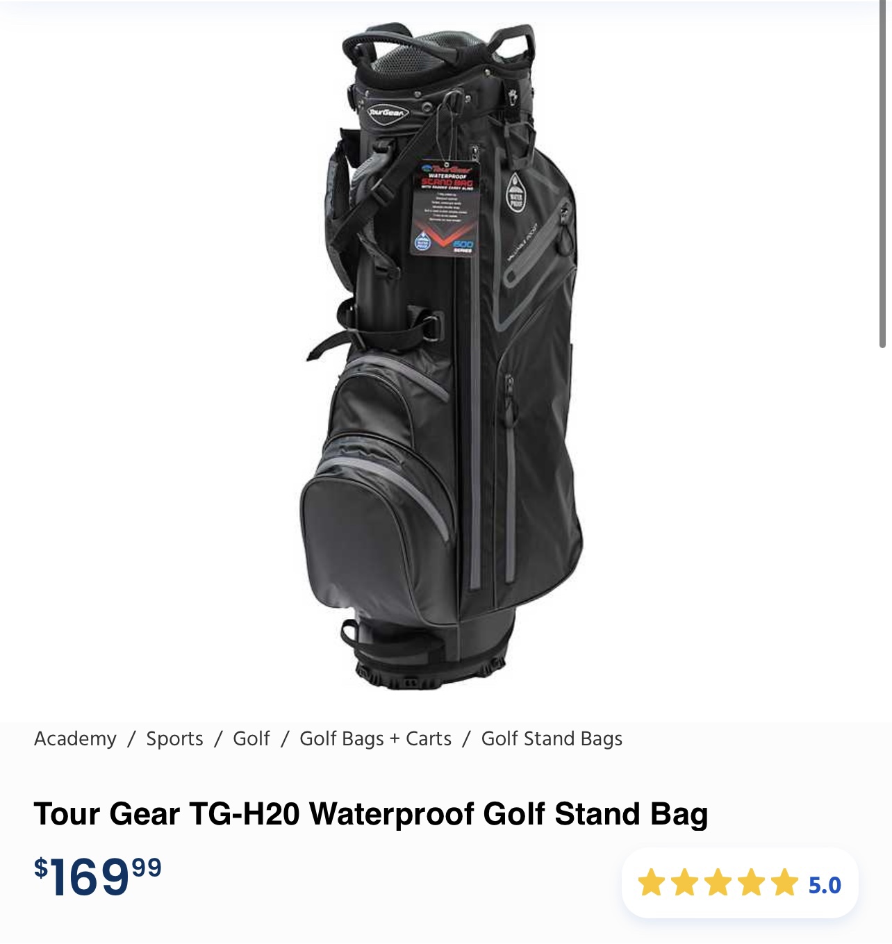 Tour Gear TGH20 Waterproof Golf Stand Bag SidelineSwap