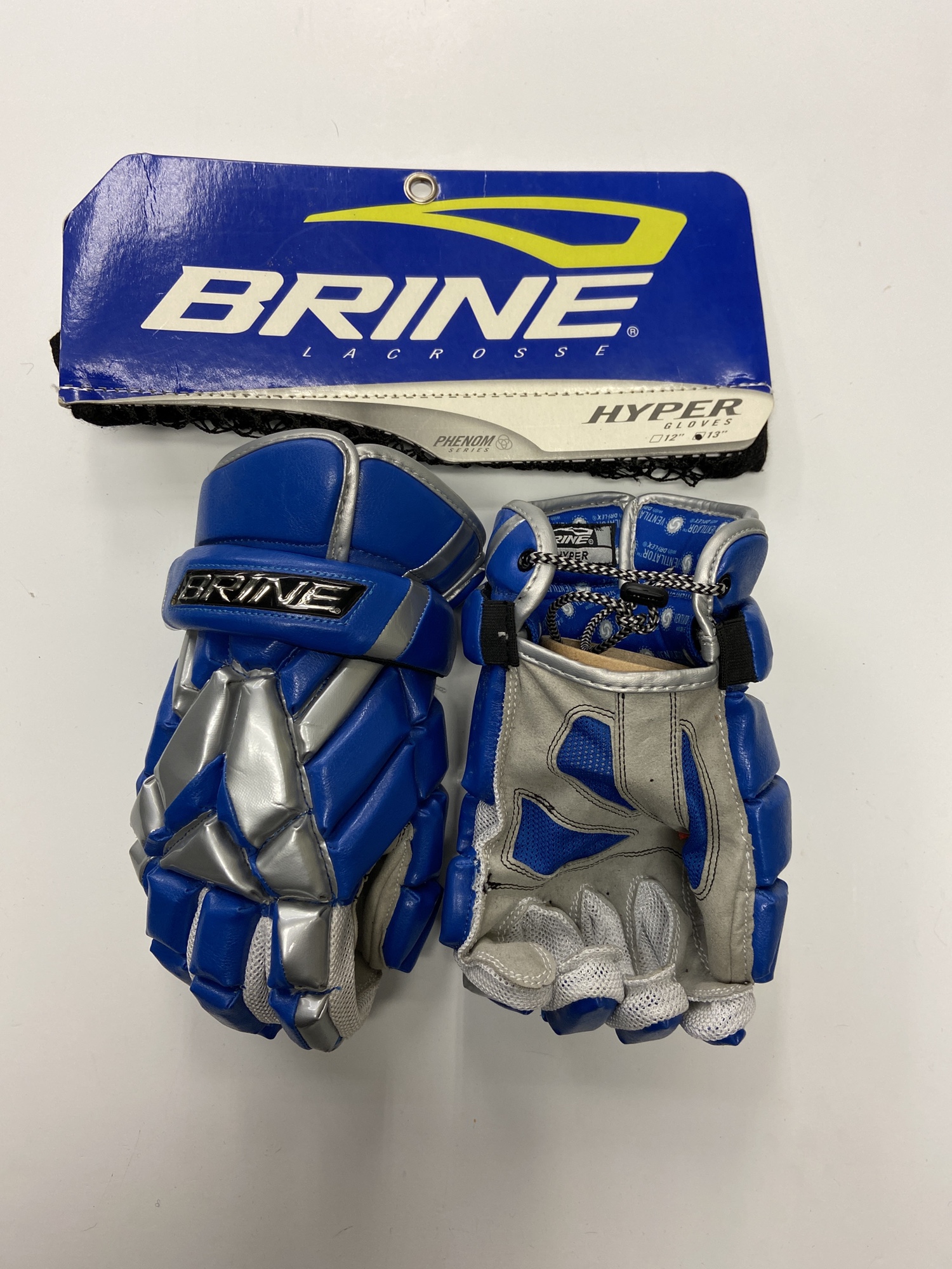 New Brine Hyper 13" Lacrosse Gloves Royal Blue/silver SidelineSwap