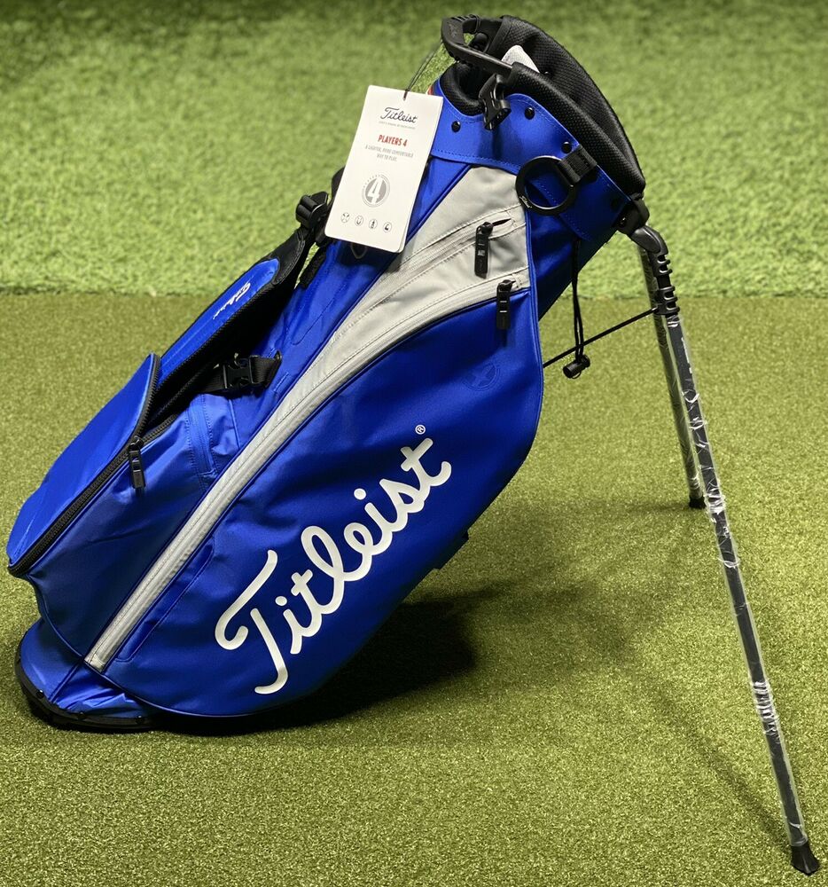 Titleist Players 4 Stand Carry Golf Bag Royal Blue/Gray w/ Rain Hood