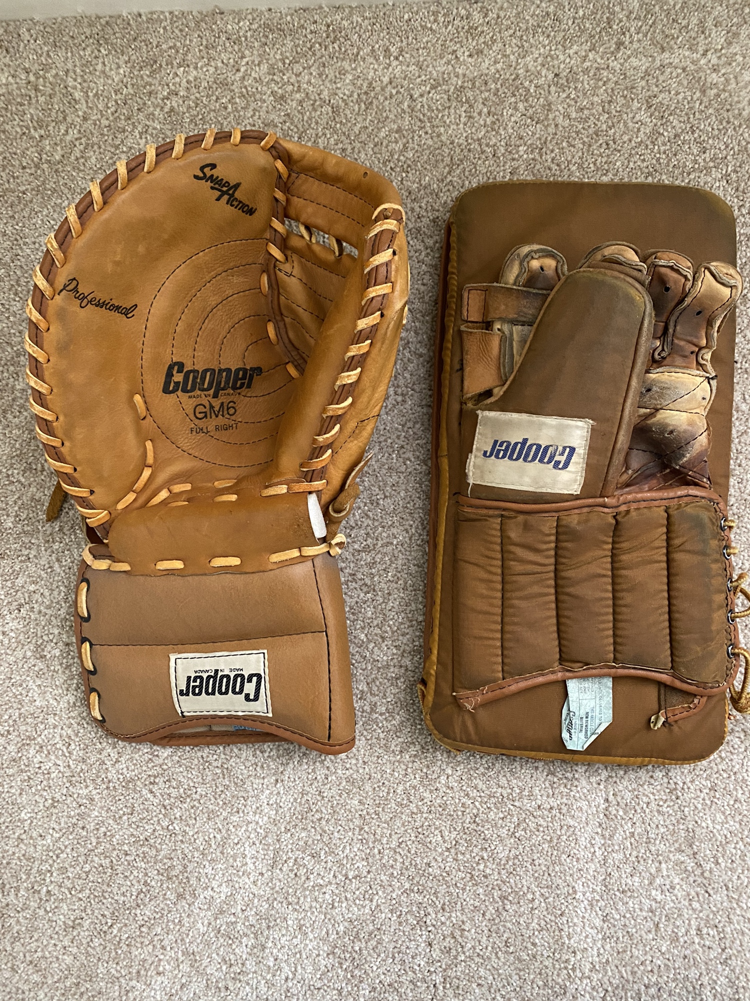 Vintage Cooper Goalie Full Right trapper/blocker combo SidelineSwap