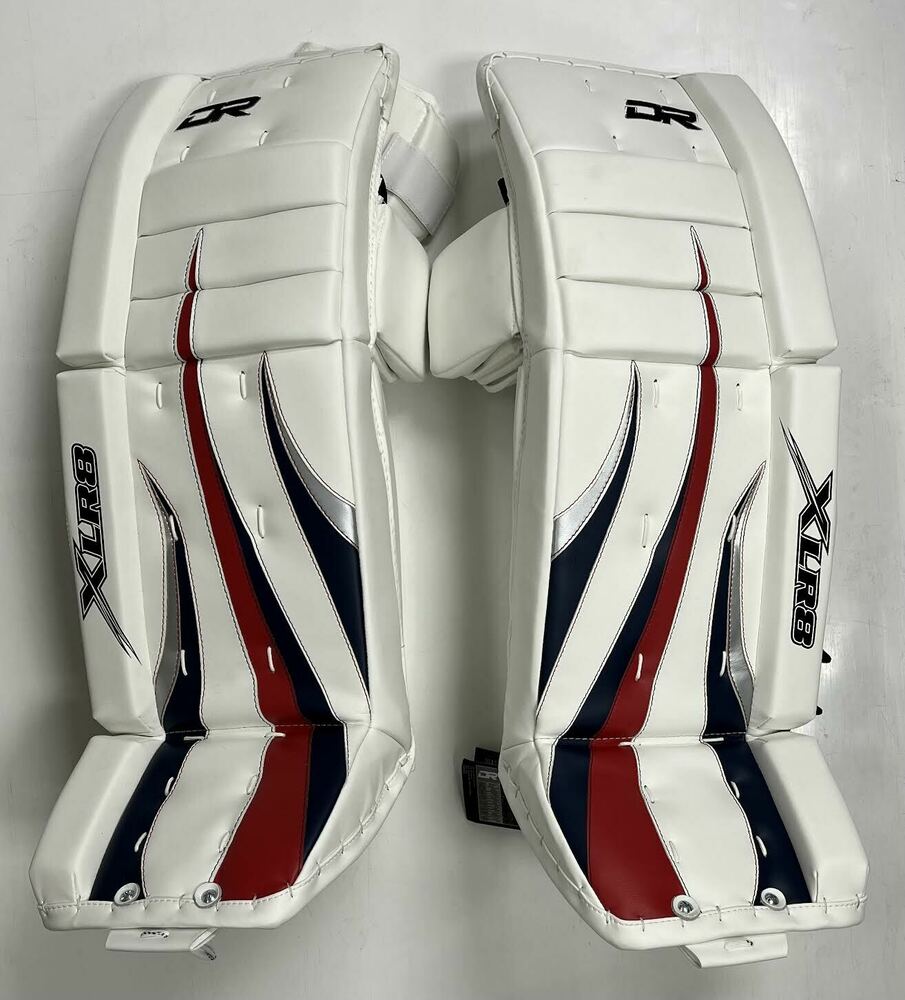 New DR X95 Goal Sr ice hockey leg pads 36"+1 White Navy Red XLR8 goalie