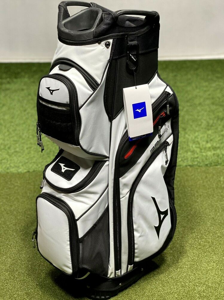 Mizuno BRD4C Golf Cart Bag White/Black 14Way Divider w/ Rain Hood