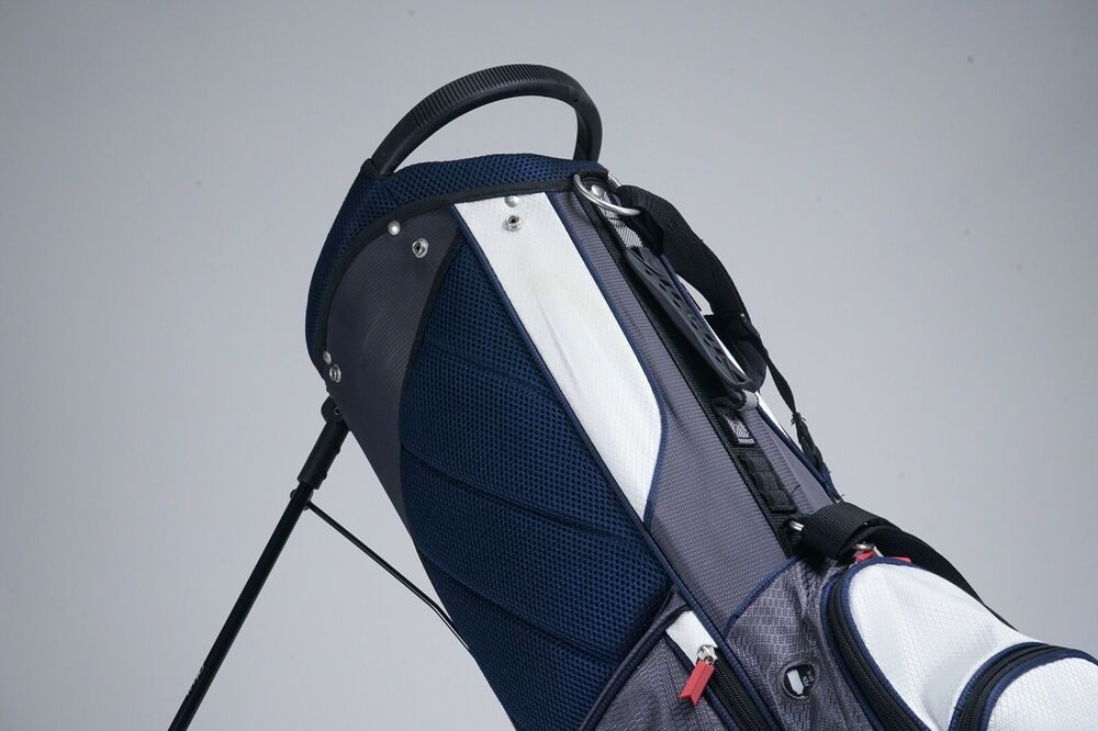 MICHELOB ULTRA 14WAY DIVIDER GOLF STAND BAG, WHITE / BLUE W/ BALLS