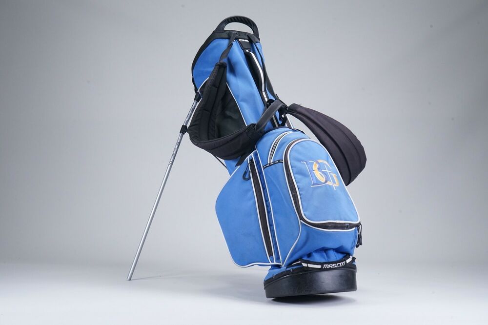 PING E2 MASCOT 4WAY DIVIDER GOLF STAND BAG, BLUE W/ SCHOOL LOGOS