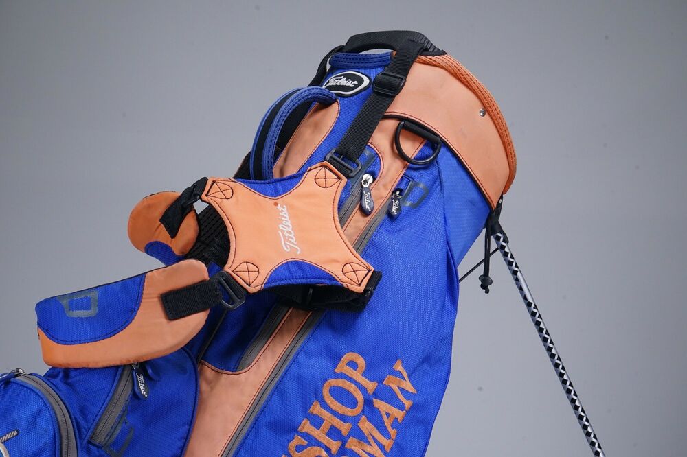 TITLEIST 4WAY DIVIDER GOLF STAND BAG, ORANGE BLUE, W/ SCHOOL LOGO SidelineSwap