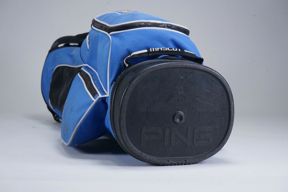 PING E2 MASCOT 4WAY DIVIDER GOLF STAND BAG, BLUE W/ SCHOOL LOGOS