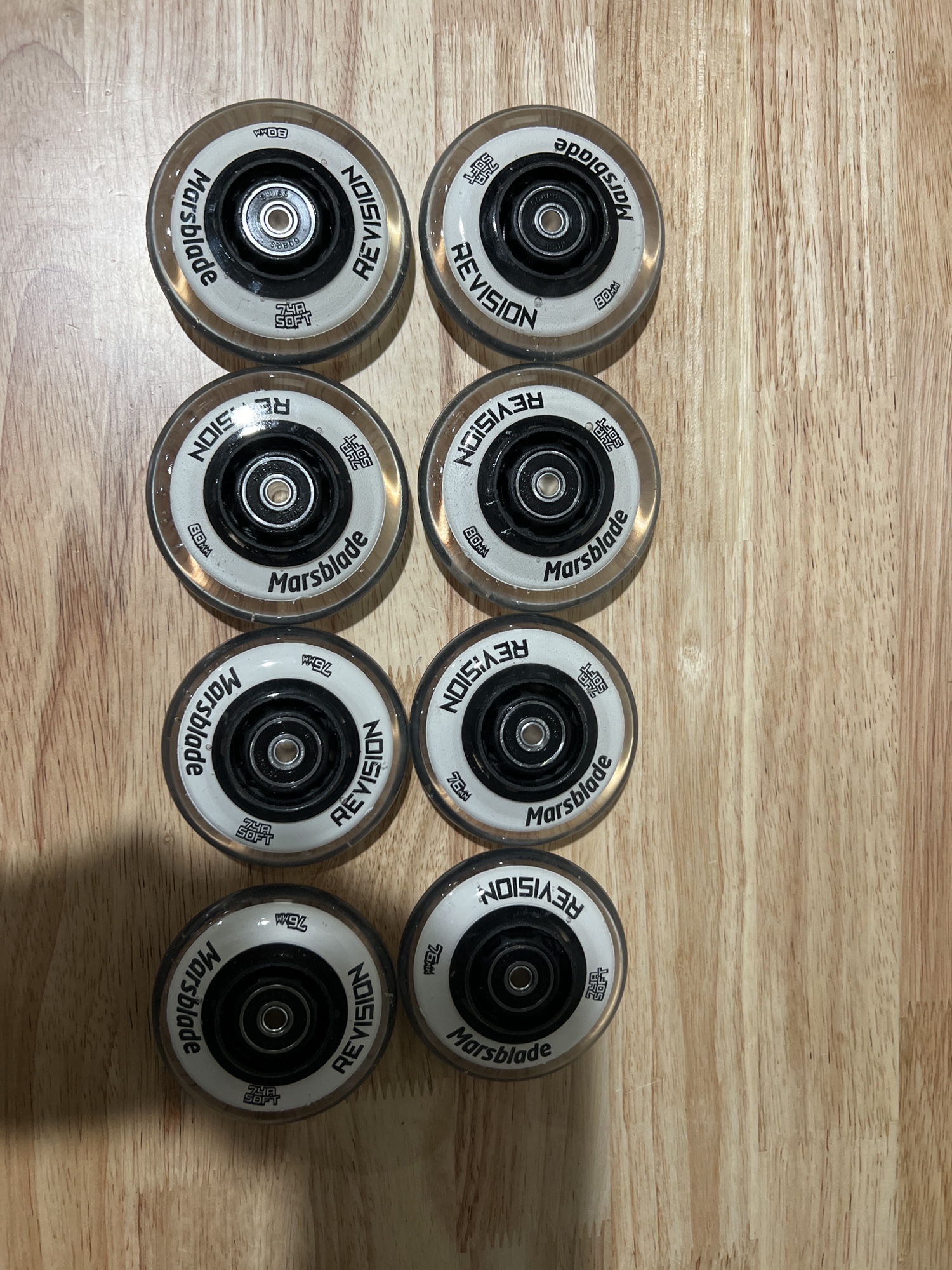 Marsblade Revision Roller Hockey Wheels & Swiss Bearings 76/80 Set of 8