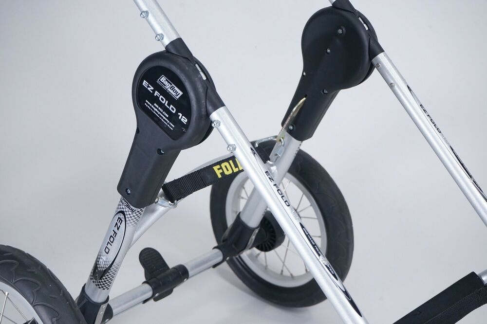 BAG BOY EZ FOLD 12 PUSH PULL 3 WHEEL GOLF CART BAG PUSHER, GRAY