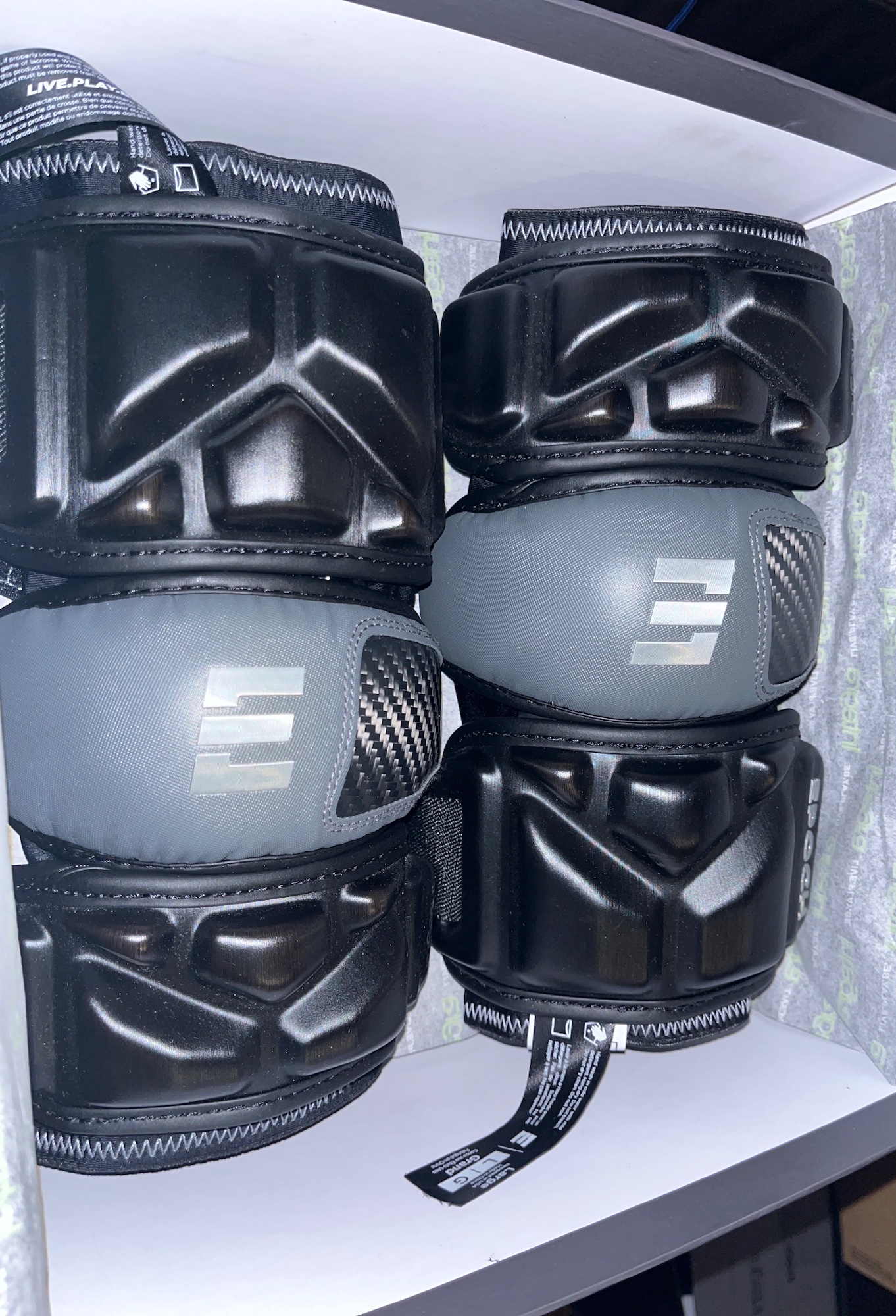 New Large Epoch Integra Arm Pads Lax Lacrosse Black Gray New SidelineSwap