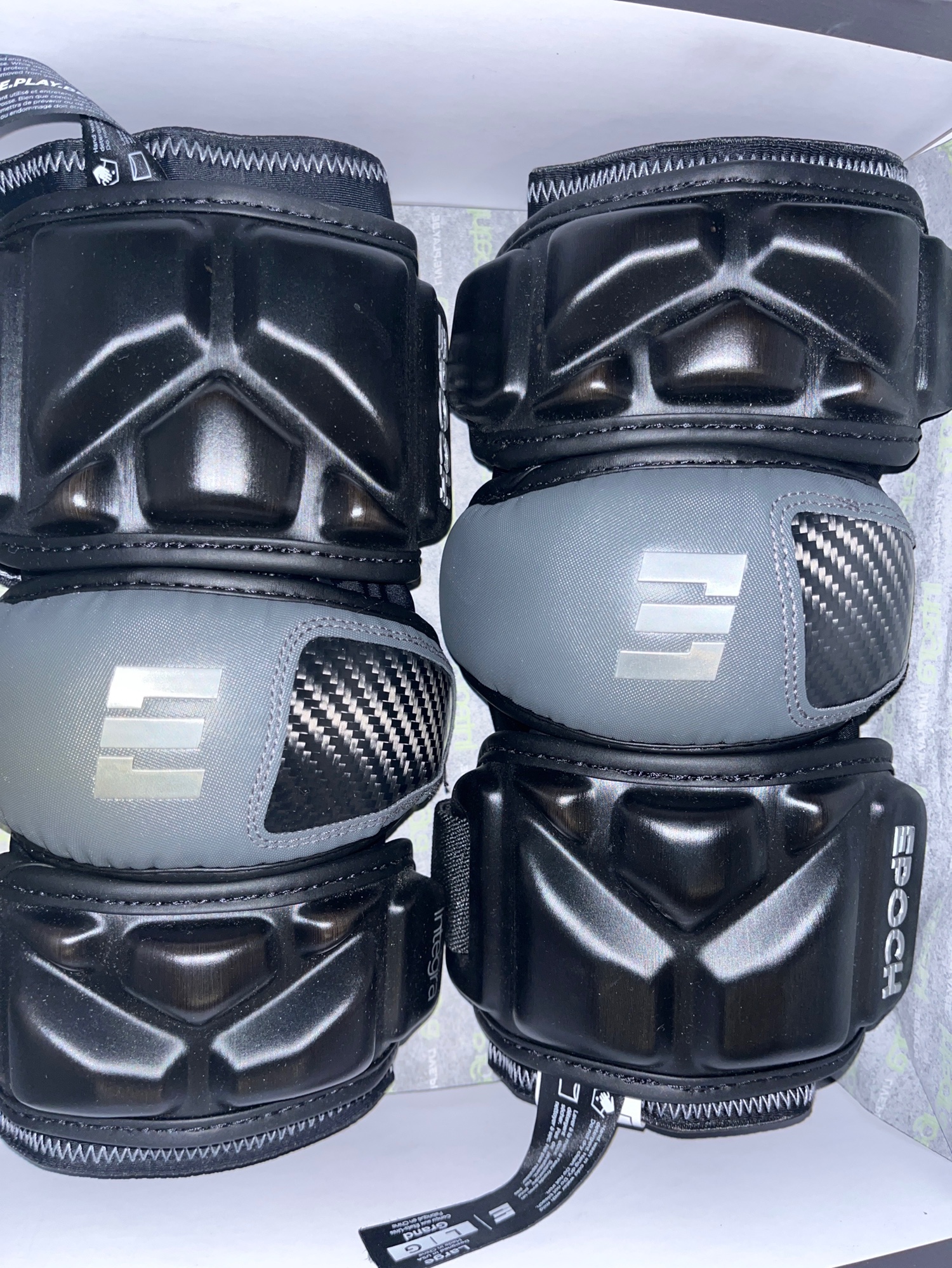 New Large Epoch Integra Arm Pads Lax Lacrosse Black Gray New SidelineSwap