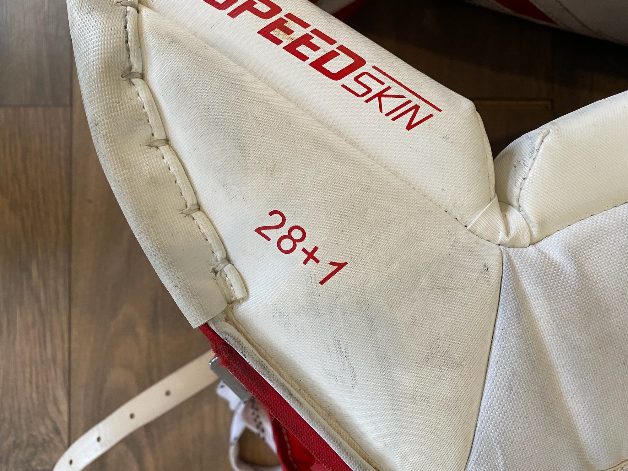 CCM P2.5 Junior 28+1” Goalie Leg Pads Red/White/Blue SidelineSwap