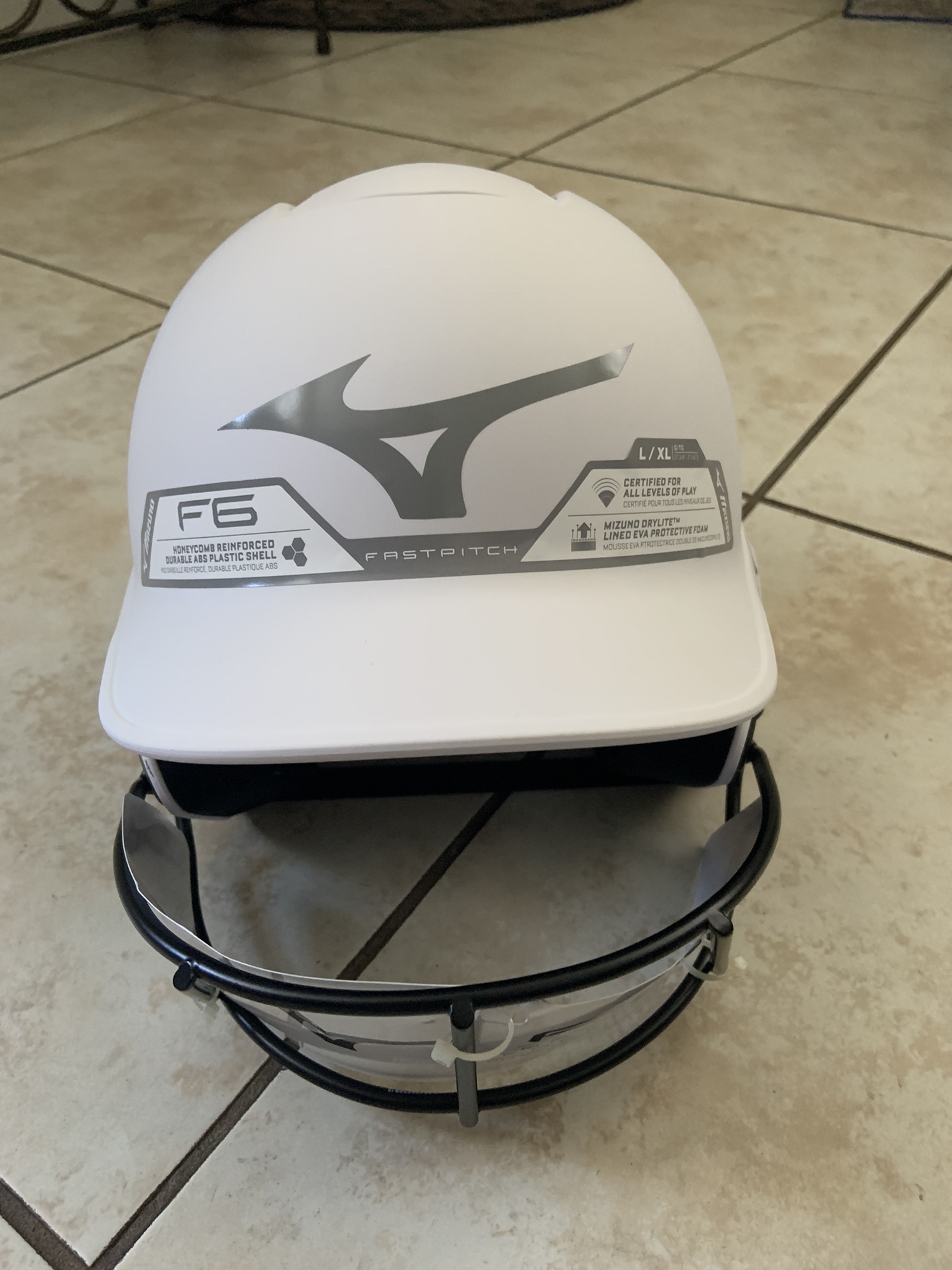 Mizuno F6 Batting Helmet L/XL White SidelineSwap