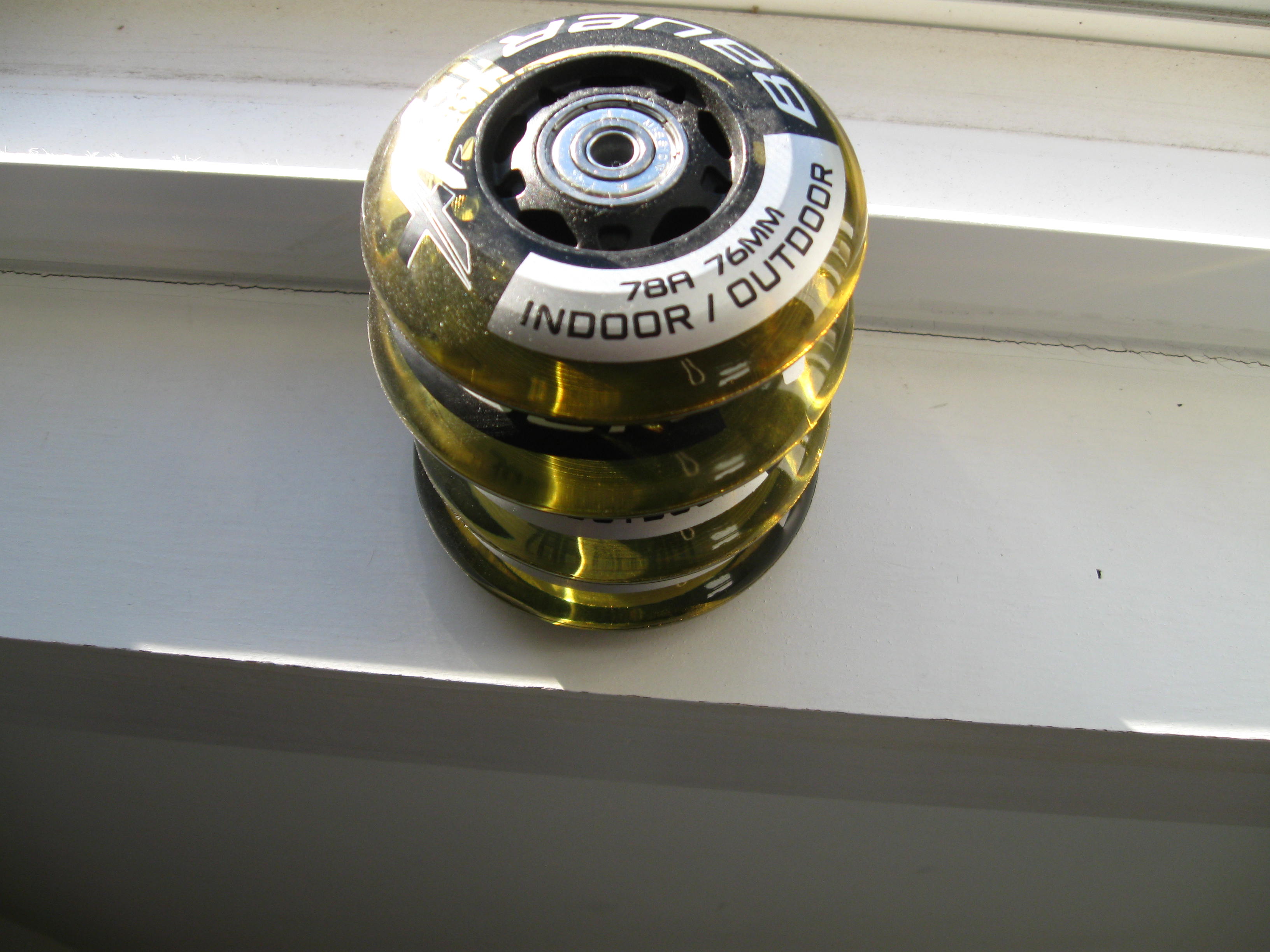 4 76mm bauer inline skate wheels with bearings SidelineSwap