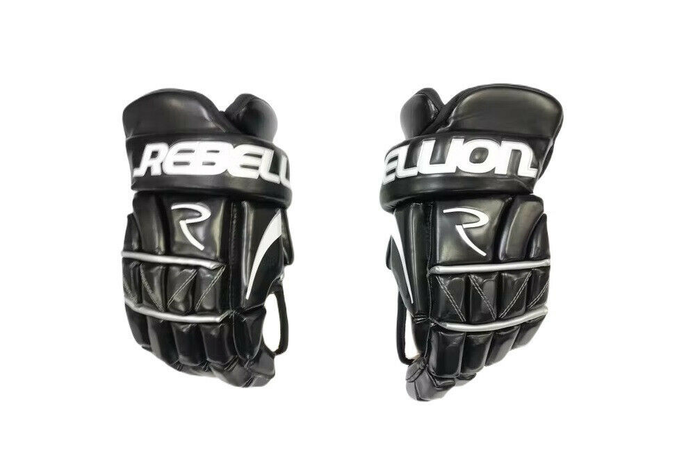 Rebellion Pro Series 5500 Leather Senior Hockey Gloves Black, Size 14