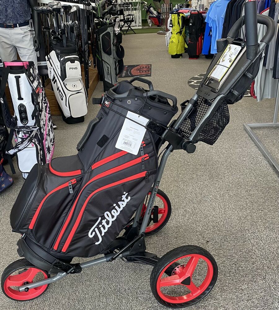 Sun Mountain Pathfinder PX3 Golf Bag Push Cart 3Wheel Trolley Gray/Red