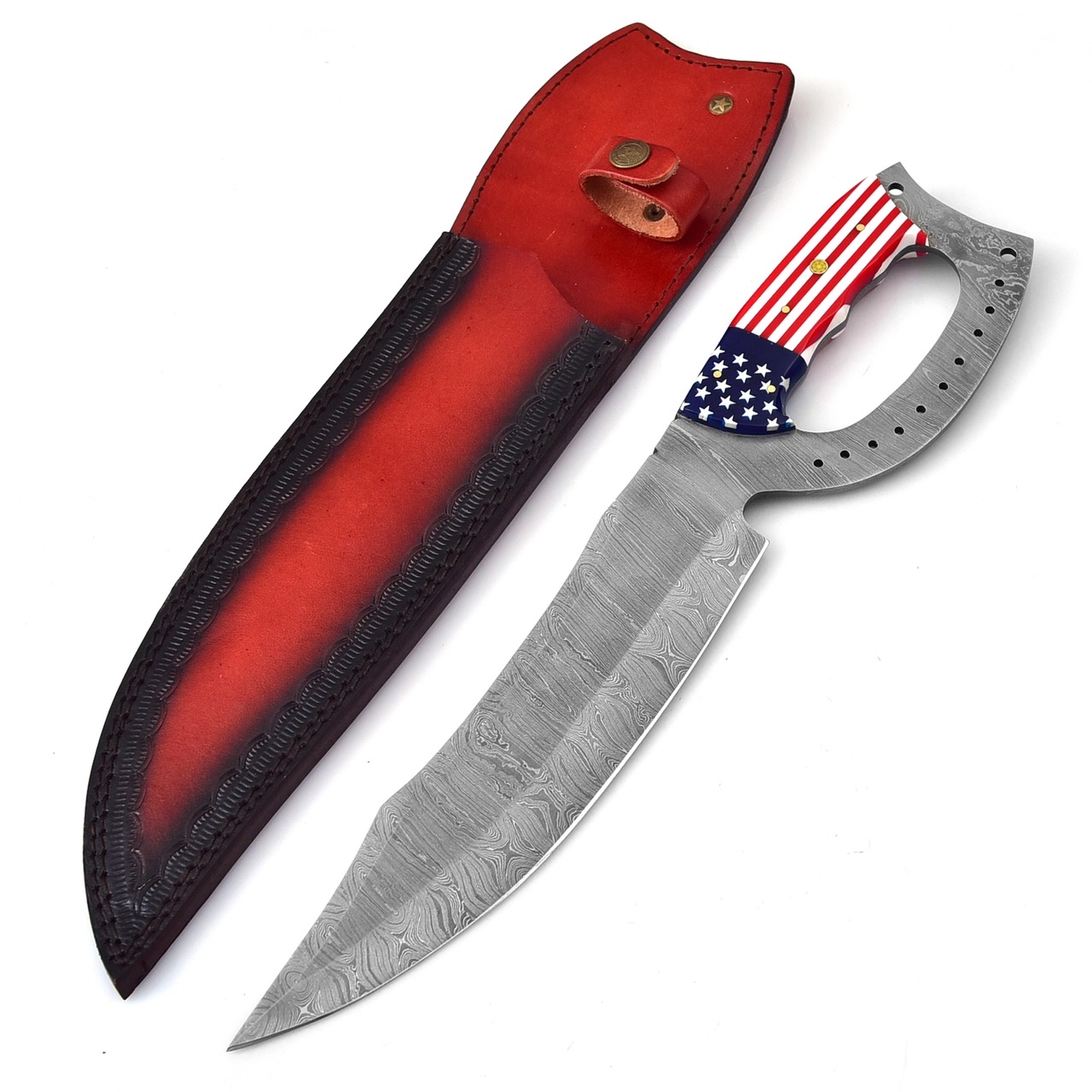 Wild and Free Damascus Steel Full Tang Outdoor Hunting Knife SidelineSwap