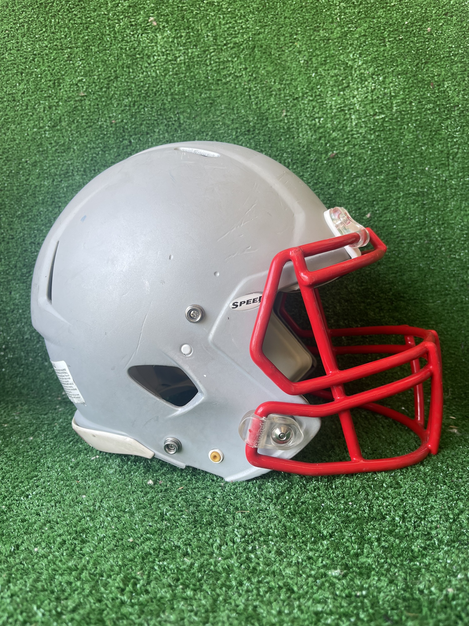 Adult Medium Riddell Speed Football Helmet Silver SidelineSwap