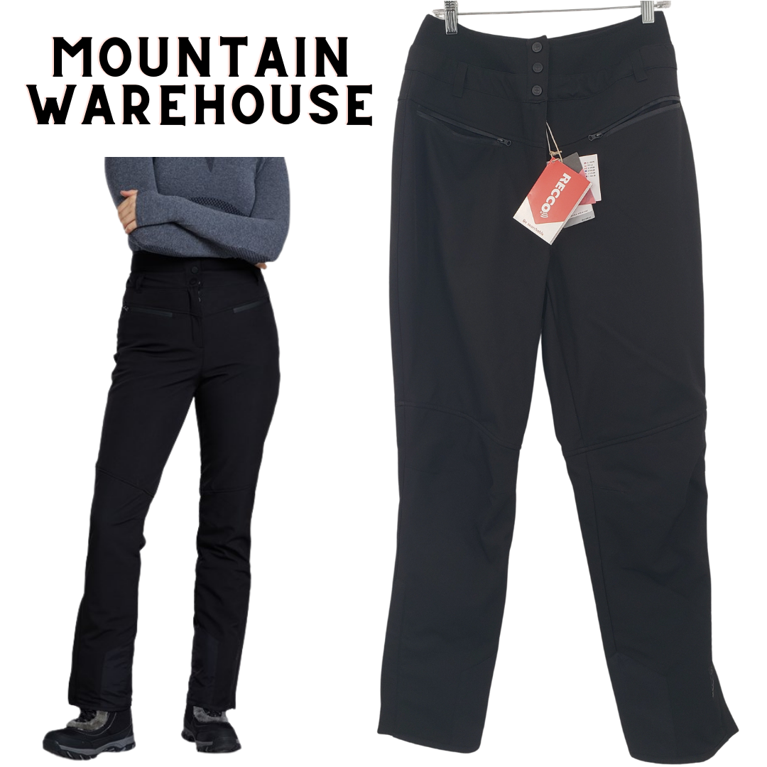 MOUNTAIN WAREHOUSE Avalanche High Waist Ski Snowboard Pants Black Recco 12 NWT SidelineSwap