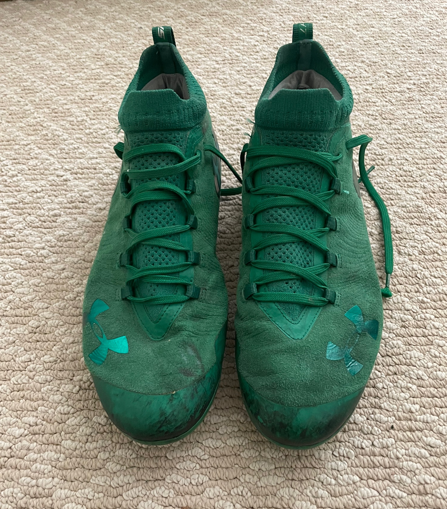 Notre Dame UA Spotlight Green Suede Cleats SidelineSwap
